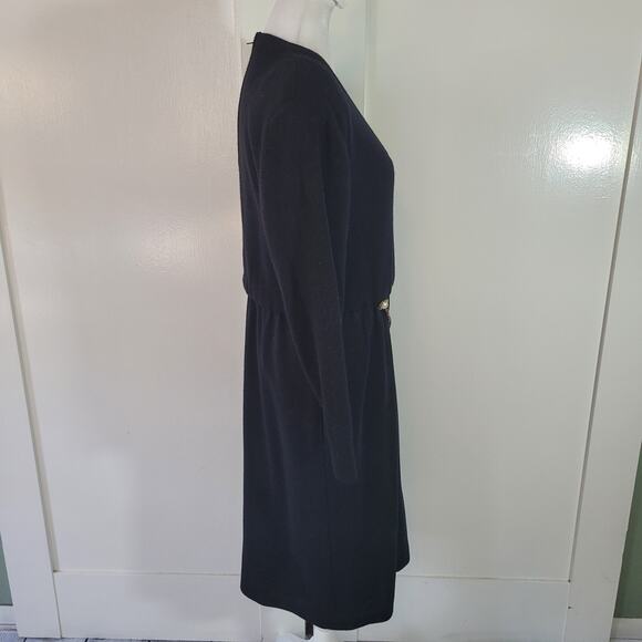 Talbots Size 8p Vintage 100% Wool Sweater Dress Pearl Chain Attached Belt - Picture 2 of 10